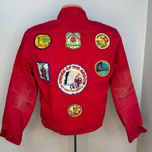 Vintage 1960s Boy Scouts of America Red Jacket, 60s/70s BSA Camp Patches, Small